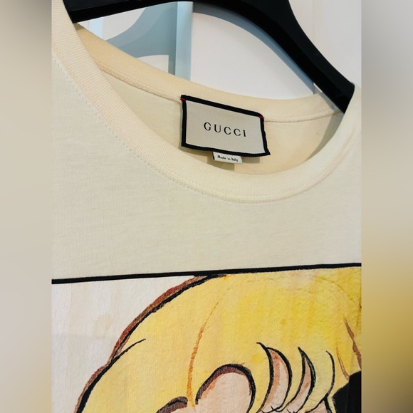 Gucci Unisex XS Hand-Embellished Art Tee ✨ Creamy Off-White 100% Cotton - Picture 5 of 8